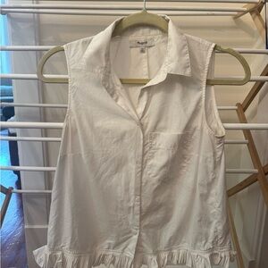 Madewell White Sleeveless Button Down Shirt